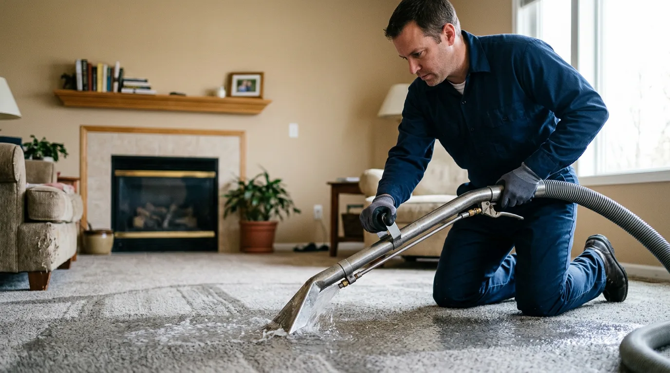 Water damage restoration technician working near New Haven, MI